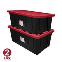 Pack Of 6/3/2, 40-Gallon Heavy-Duty Plastic Storage Box With Snap-Lock Lid, Black And Red Color Scheme, Extra-Large Capacity Storage Box, Garage And Household Large Item Storage Box-Local Delivery - 黑紅 - 查看 13