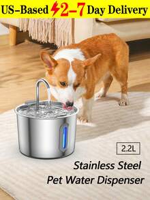 108oz Stainless Steel Pet Water Fountain - Quiet USB-Powered Automatic Circulating Dispenser For Cats & 2.2LGal Dog Water Fountain For Large Dog, Dog Water Bowl Dispenser Pet Water Fountain, Water Dispenser For  With Ultra Quiet Pump For Multiple Pets ,Automatic Pet Water Fountain, 2.2L Stainless Steel Circulating Water Dispenser With Filter, Encourages Cats &  To Drink More,[US Local Warehouse] - 1公升 - 查看 12