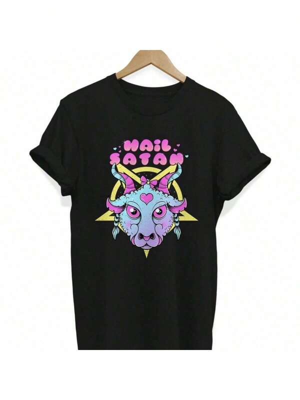 Cute Goth Shirt, Hail Satan T-Shirt, Pastel Goth T-Shirt, Alternative Clothing, Grunge Top, Edgy Gift, Emo Outfit, E-Girl Apparel