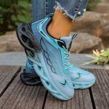 Zapatillas deportivas casuales con suela trenzada en degradado para mujer, zapatos cómodos y ligeros para caminar - Azul - Ver 5