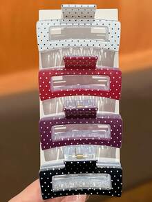 4个优雅方形发夹，中号，波点图案，塑料材质，适合日常和派对佩戴，送给她的礼物，休闲ABS塑料 - 彩色 - 查看 7