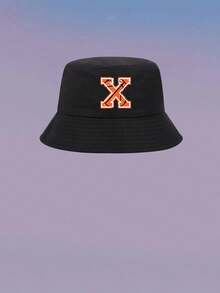 1顶儿童男女通用个性化26字母渔夫帽，时尚户外遮阳帽，适合春、夏、秋、冬日常佩戴，是生日、节日礼物和游戏活动的理想之选。 - 黑色 - 查看 28