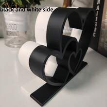 Heart-To-Heart Statue, Simple Black And White Design, Love-Themed Decorative Item, Bookshelf Decorative Sculpture, Desktop Decorative Item, Valentine's Day Gift, Gift-Giving, Home Decoration - 2件(黑色+白色) - 查看 9