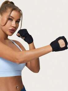 1 Pair Unisex Breathable Sports Gloves, Including Basketball, Dumbbell And Weightlifting Gloves, Pull-Up Bar, Cycling Gloves And Non-Slip Wristband/Wrist Wrap, As Christmas Gift - Dusty Pink - View 8