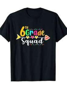 6Th Grade Squad Funny Teacher Student Team Back To School T-Shirt-, T-Shirt Gift - Black - View 6
