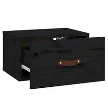 vidaXL Mesas de cabecera murales 2 unidades negro 40x29,5x22 cm - Negro - Ver 8