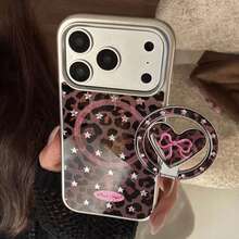 GUCADI 1件装银边磁吸支架,镀金粉色星形豹纹+粉色豹纹蝴蝶结,镀金心形磁吸支架,豹纹蝴蝶结兼容 17 Pro Max,13,镀金磁吸支架兼容 16,Sweet 15,兼容 17 Pro Max,15磁吸支架兼容 16,电镀14 - 彩色 - 查看 8