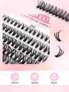 Asiteo 590片装D型卷翘仿貂毛假睫毛 - 30D+40D+50D+60D+80D+100D DIY睫毛嫁接 - 高级D型卷翘自然蓬松单根睫毛 - 可重复使用，轻盈易贴 - D - 查看 4