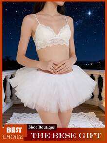 Women's Classic Multi-Layer Tulle Tutu Skirt, Adult Pleated Gauze Short Skirt, Dancing Jogging Skirts - màu đen - Xem 7
