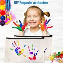 12 Cosméticos Multiusos Bolsas, Bolsa de Lona con Negro Cierre, Bolsas de Maquillaje, Bolsa de Lápices de Lona, Uso Diario Viaje Bolsa para Manualidades, Cosméticos, Facturas, 8 x 5 inch, Beige - como en la foto - Ver 7