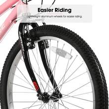 HILAND 24 26 Inch Mountain Bike For Men Women, 18 Speeds High-Carbon Steel Frame, Sport Cycling MTB Bicycle For Adult - Pink - View 7