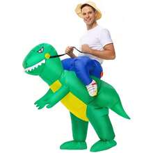 [Valentine Special] Lightweight Inflatable Dinosaur Costume With Fan - Blow Up T-Rex Halloween Outfit For Adults, Funny Party & Cosplay Costume - 綠色 - 查看 2
