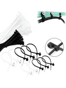 100 Pcs Nylon Fixed Head Ties, Industrial Ties, High-Strength, Wear-Resistant, Heavy-Duty Fixed Head Ties - 100 Strips/pack - View 2