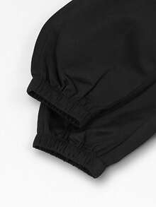 1 buc. Pantaloni jogging casual confortabili, simpli, de culoare solidă, pentru copii mici, băieți - Negru - Vizualizare 8