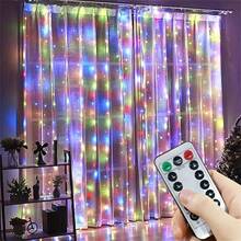 Luces de cortina de hadas con LED, luces decorativas interiores, alimentadas por USB, con control remoto, 8 modos de iluminación, adecuadas para el Día de San Valentín, Eid, Navidad, Día de la Madre, Pascua, dormitorio, fiesta, decoración de boda - guirnaldas de luces LED USB para cortinas - Ver 4