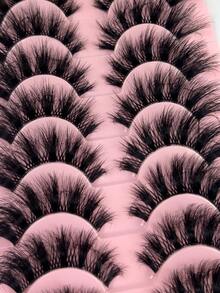 10对D型卷翘俄式假睫毛，交叉式设计，浓密蓬松，适合日常及派对妆容，打造迷人眼妆，可作为情人节礼物。 - 濃密款 - 查看 5