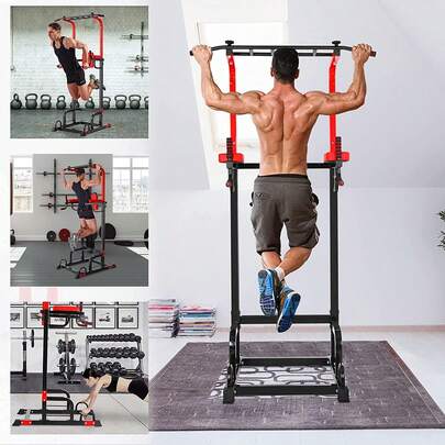 Power Tower Dip Station Pull Up Bar Exercise Equipment Home Fitness Sport,Strength Training,Up To 200 Kg