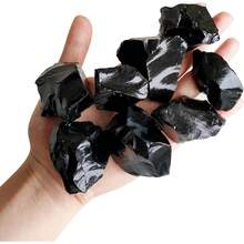 1 Lb Rough Crystals Bulk Healing Stones Tumbling, Wire Wrapping, Wicca Reiki,Meditation - Black Obsidian - View 1