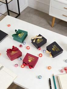 10PCS/1PC/Small Graduation Gift Bag/Box [With Ribbon], Suitable For Small Items. Perfect For Holiday Parties And Graduation Seasons. - Dark Green With Dark Green Ribbon [Graduation Cap] - View 4