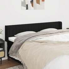 vidaXL Tête de lit con orejas negras de tejido 163x16x78/88 cm - Negro - Ver 1
