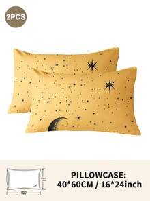 1件/2件/4件装涤纶星月图案枕套（不含枕芯），柔软舒适，四季皆宜 - 彩色 - 查看 28