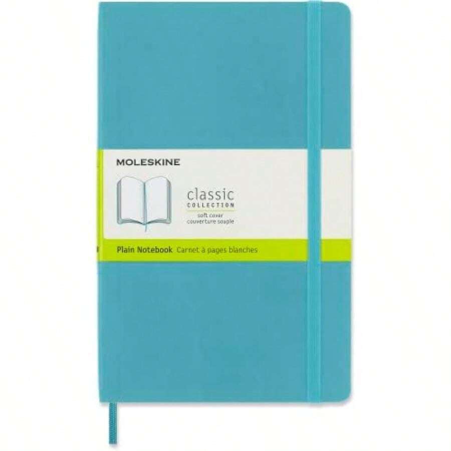 Moleskine Classic - Cuaderno de tapa blanda, diseño de lunares, Rayado, Negro, Large(Liso Azul (reef blue)) - Multicolor - Ver 1