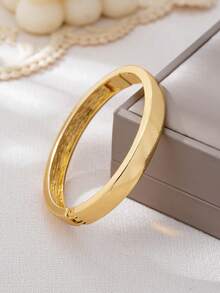 Set de 3 piezas/1 pieza de pulseras de aleación de zinc con textura geométrica hueca y forma de gota de agua, de estilo minimalista y elegante, adecuado para mujeres, accesorio delicado, regalo para el Día de San Valentín, Día de la Madre, Boda - Amarillo Oro - Ver 12