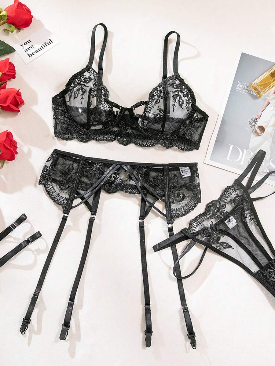 Women Bra And Panty Sets - 黑色 - 查看 1