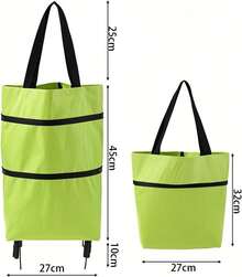 1 folding and portable shopping cart, suitable for both men and women in supermarkets. Available in 5 colors: blue, red, orange, black, and green. A portable and foldable shopping bag with wheels, reusable, waterproof, stain-resistant, durable, perfect for supermarket shopping and travel. - Multicolor - Ver 7
