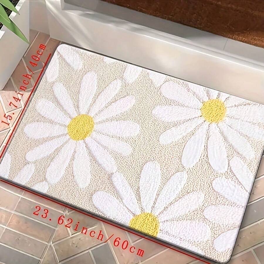 [ Products]Three-Dimensional Small Daisy Pattern, Soft And Durable, Machine Washable And Easy To Clean, Lightweight, Soft, And Comfortable High-Grade Flannel + Non-Slip Backing, Entrance Mat, Kitchen Mat, Living Room Carpet, Bedroom Carpet - 50cm*80cm - 查看 1