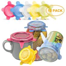 12 Pack Small Stretch Thick Durable Silicone Can Lid Reusable Silicone Yogurt Lids Storage Covers Seal Cups Small Bowls Jars Fruits Covers - Multicolor - View 2