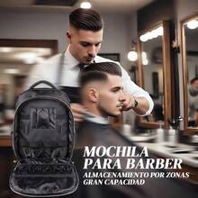 Mochila Organizadora para Barbero - Bolsa Profesional de Herramientas con Compartimentos Acolchados y Gran Capacidad - Negro - Ver 9