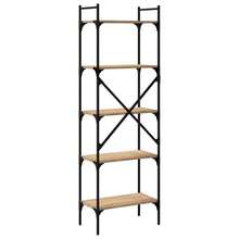 Biblioteca vidaXL com 5 níveis em Sonoma 56x31,5x174 cm - Castanho - Ver 6