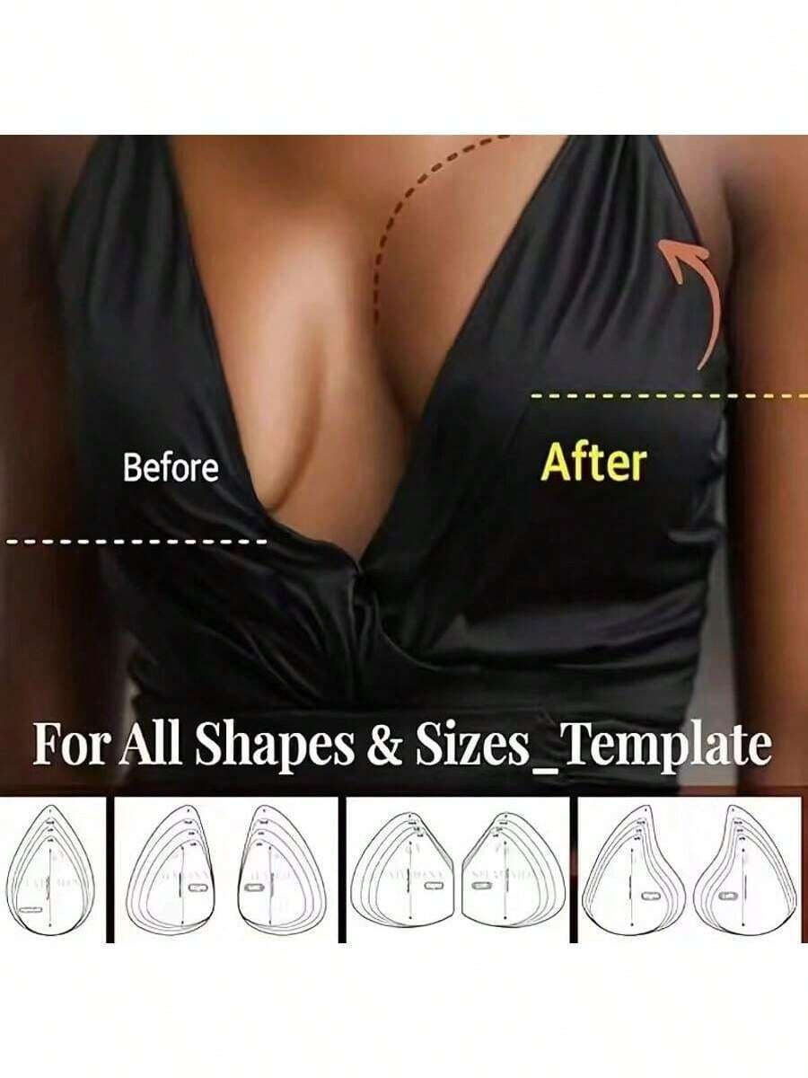 Plus-Size Strapless Breast Pads, Lifting And Optimizing For Reusable Ladies' Invisible Breast Lift Pads. With Strong Non-Slip Grip, Suitable For Daily Wear And Special Occasions As Undergarments - Invisible Clothing Bra Extenders With Seamless Design For Comfortable Fit. - 棕色 - 查看 1