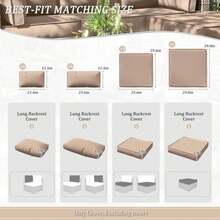 Tounosnt 9Pcs Outdoor Chair Cushions Covers Waterproof Anti-Fading For 5 Pack Patio Set Cushion Slipcovers, Outdoor Furniture Cover Replacement, Covers Only, Sand - MàuR - Xem 2