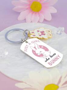 1个可爱兔子钥匙扣，适合兔子爱好者，复活节可爱兔子钥匙扣礼物，送给兔妈妈、青少年等趣味十足的礼物 - 彩色 - 查看 3