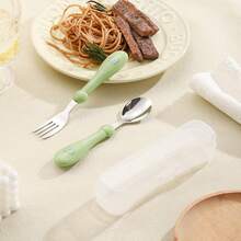 2pcs Stainless Steel Children Spoon And Fork Set With Storage Box, Cute Baby Feeding Cutlery For Home Use - Multicolor - View 11