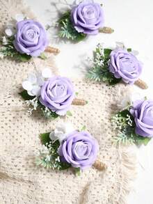 6件套公主玫瑰花美学仙女胸花套装，适合婚礼、派对和情人节配饰