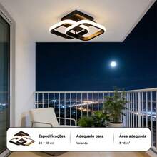 One-Piece Indoor Pendant Light, Double-Sided Ceiling Light, 3000K-6000K, Suitable For Hallways, Staircases, Balconies, Terraces, Living Rooms, And Kitchens. - Black - View 6