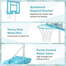 COSTWAY Pool Basketball Hoop, Poolside Basketball Goal With 32" Shatterproof Backboard, 3.1-4.1 FT Adjustable Height, Fillable Base And Wheels, Portable Basketball Hoop For Indoor Outdoor, White - White - View 5