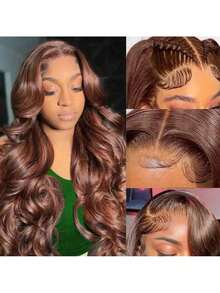 40 Inch 200% Density Wear And Go Glueless Wigs Human Hair Pre Plucked Pre Cut Brown 13x4 HD Lace Wigs Body Wave Lace Front Wigs Human Hair For Women 200% Density - S4 - 查看 4