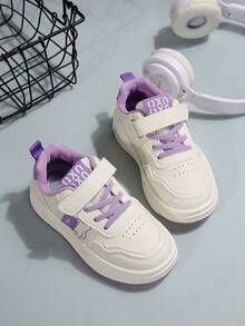 1 Pair Kids Casual Breathable Soft Bottom Comfortable Cartoon Hook And Loop Sports Shoes, Girls Fashion Sneakers For School, Spring/Autumn - Purple - View 1
