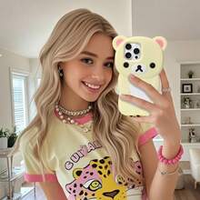 MX  Soft Silicone Bear Case For IPhone 16 Cute 3D Cartoon Teddy Bear Designed Protective Lovely Fun Adorable Fashion Phone Case Kawaii Cover For Women Girls Yellow - 黃色 - 查看 7