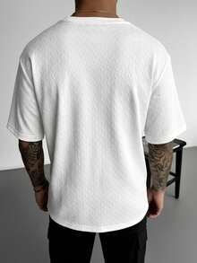Men's Outdoor Casual Fashion Textured Minimalist Versatile Solid Color Short Sleeve T-Shirt - White - View 2