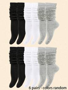1/3/6 Pairs Women's Loose Knit Socks, Women's Slouch Socks, Women's Slouch Socks, Women's Slouch Socks, Women's Slouch Socks, Women's Ankle Socks, Black, White And Gray, Compression Socks, Comfortable