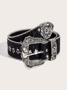 1件装女士Y2K西部风格加厚腰带，星形孔眼装饰，多巴胺星形眼睛点缀，适合日常和派对穿着 - 爆款星扣腰帶 - 查看 2