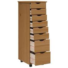 vidaXL Armoire roulante avec tiroirs MOSS bois de pin marron miel - Tabac - Voir 4