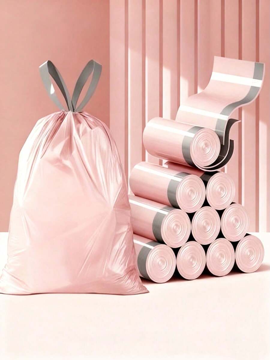 100pcs/Pack Pink, 5 Rolls, Total 75 Trash Bags, 5 Rolls, Total 100 Trash Bags, Mixed Color Plastic Trash Bags For Home Use (45*50cm), Daily Trash Bags, Pointed Bottom Flat Mouth Colorful New Material Kitchen And Bathroom Trash Bags, Disposable Trash Bags. Convenient And Practical. Also Suitable For Garden Waste. - Multicolor - View 1