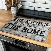 1pc Wood Grain Stove Cover Printed With "The Kitchen Is The Heart Of The Home" - Durable Gray Wood Grain Stove Cover Fits Most Ovens, Easy To Attach, Ideal Housewarming Gift - Multicolor - View 25