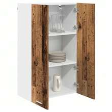 vidaXL Armario suspendido con almacenamiento madera antigua 60 x 31 x 100 cm - Marrón - Ver 3